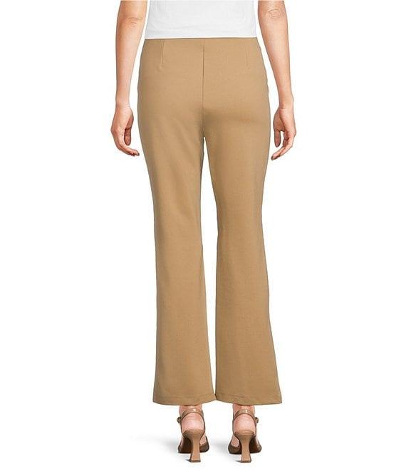 Multiples Solid 4-Way Stretch Ponte Elastic No-Waist Pintuck Pull-On Ankle Pants Product Image