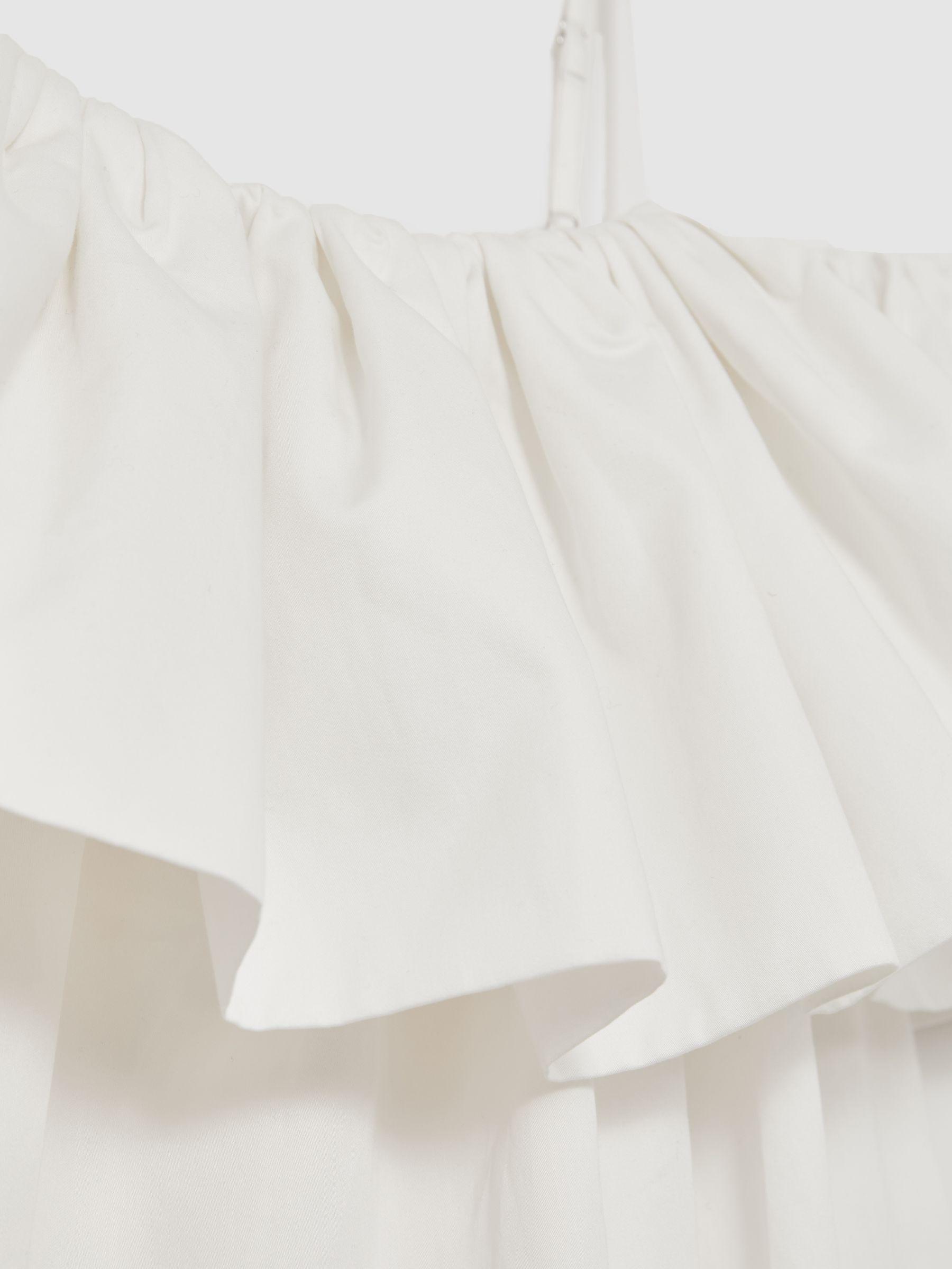 Cotton Off Shoulder Mini Dress in Ivory Cream Product Image