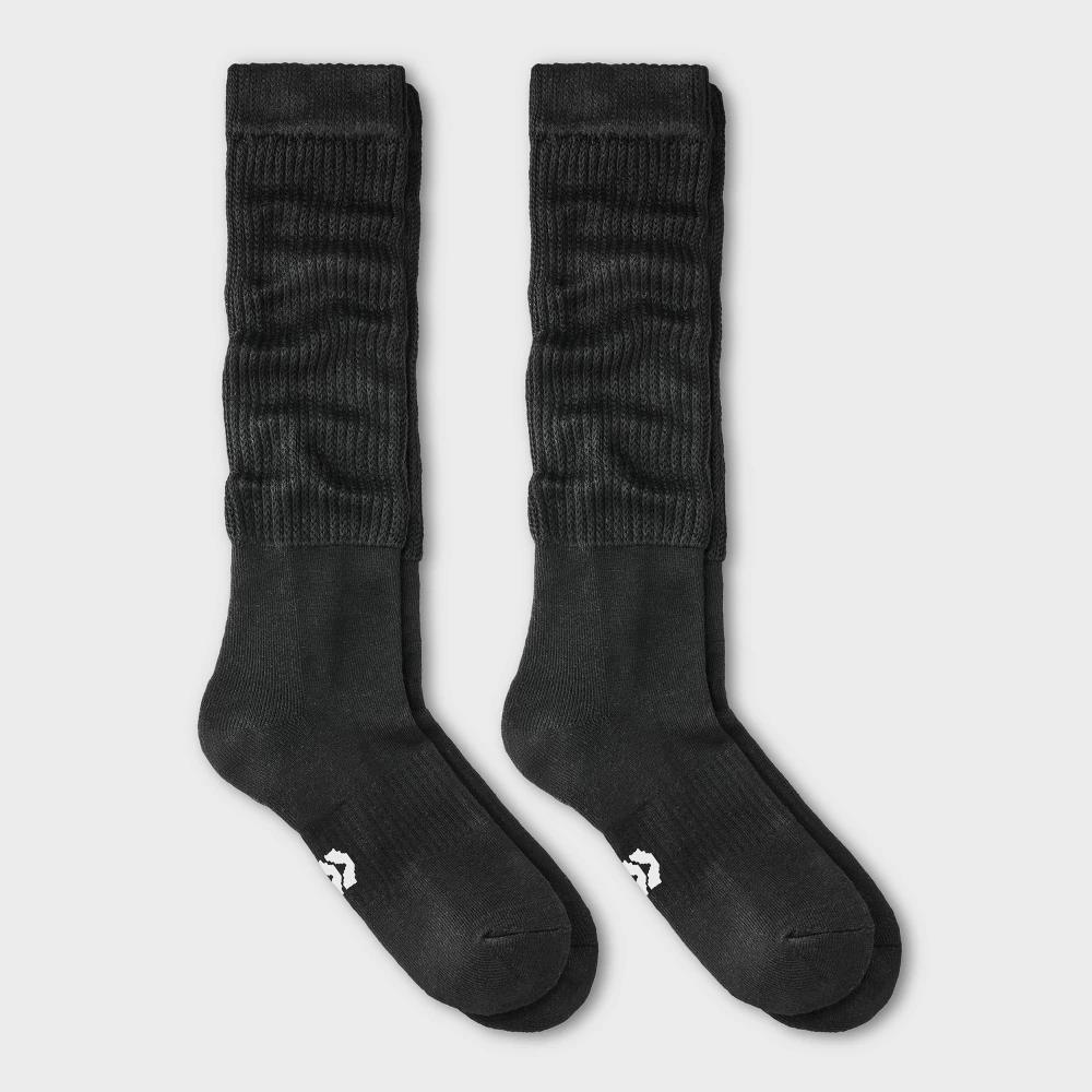 Women's Cushioned Scrunch 2pk Crew Socks - All In Motion™ Black 4-10: Arch Support, Knit Midweight Product Image