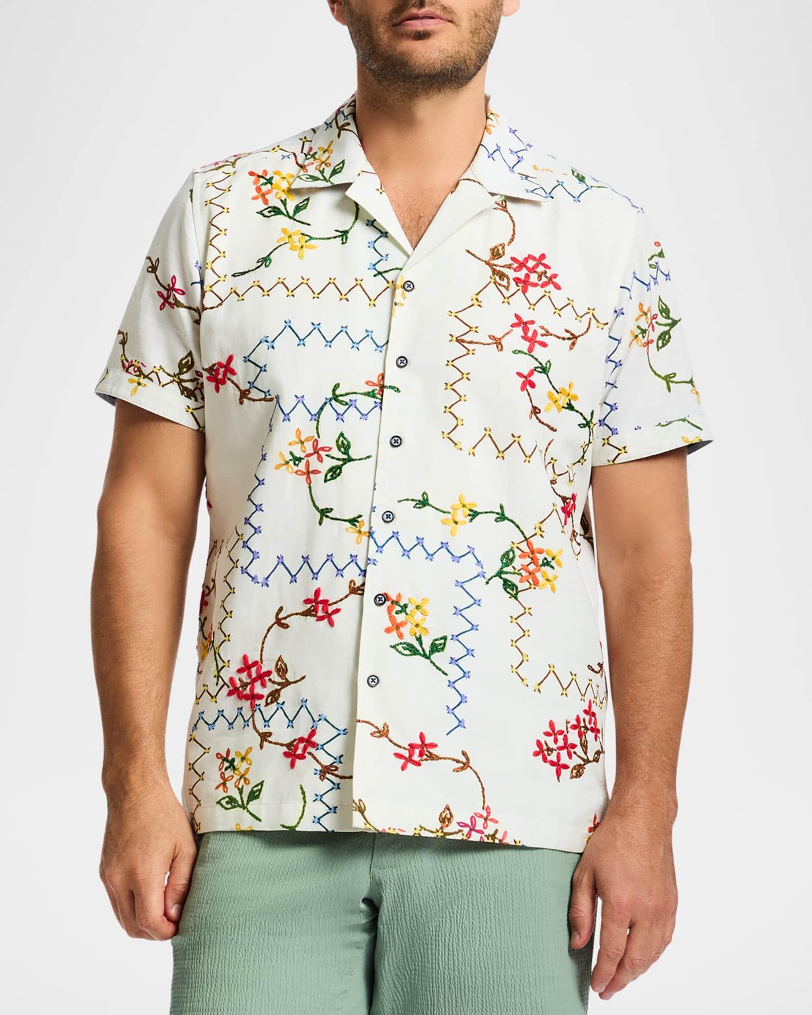 Men's Marettimo Floral Embroidered Camp Shirt Product Image