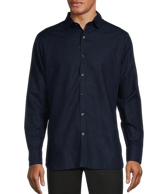 Murano Slim Fit Jacquard Sateen Long Sleeve Woven Shirt Product Image
