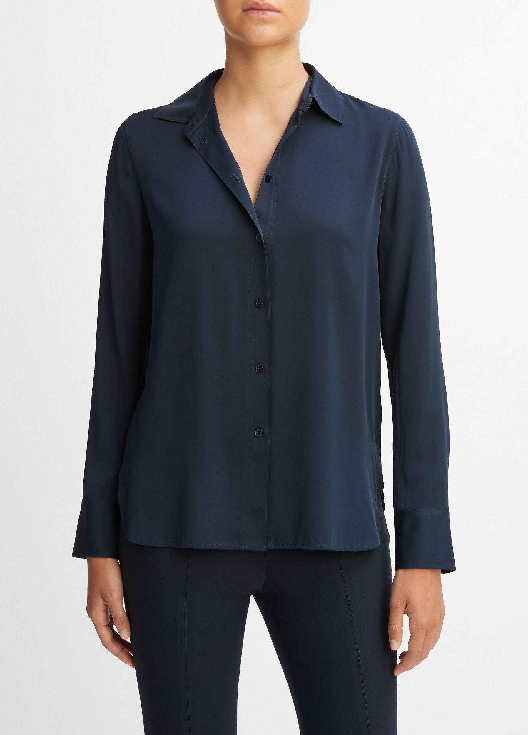 Slim Fitted Stretch-Silk Blouse Product Image