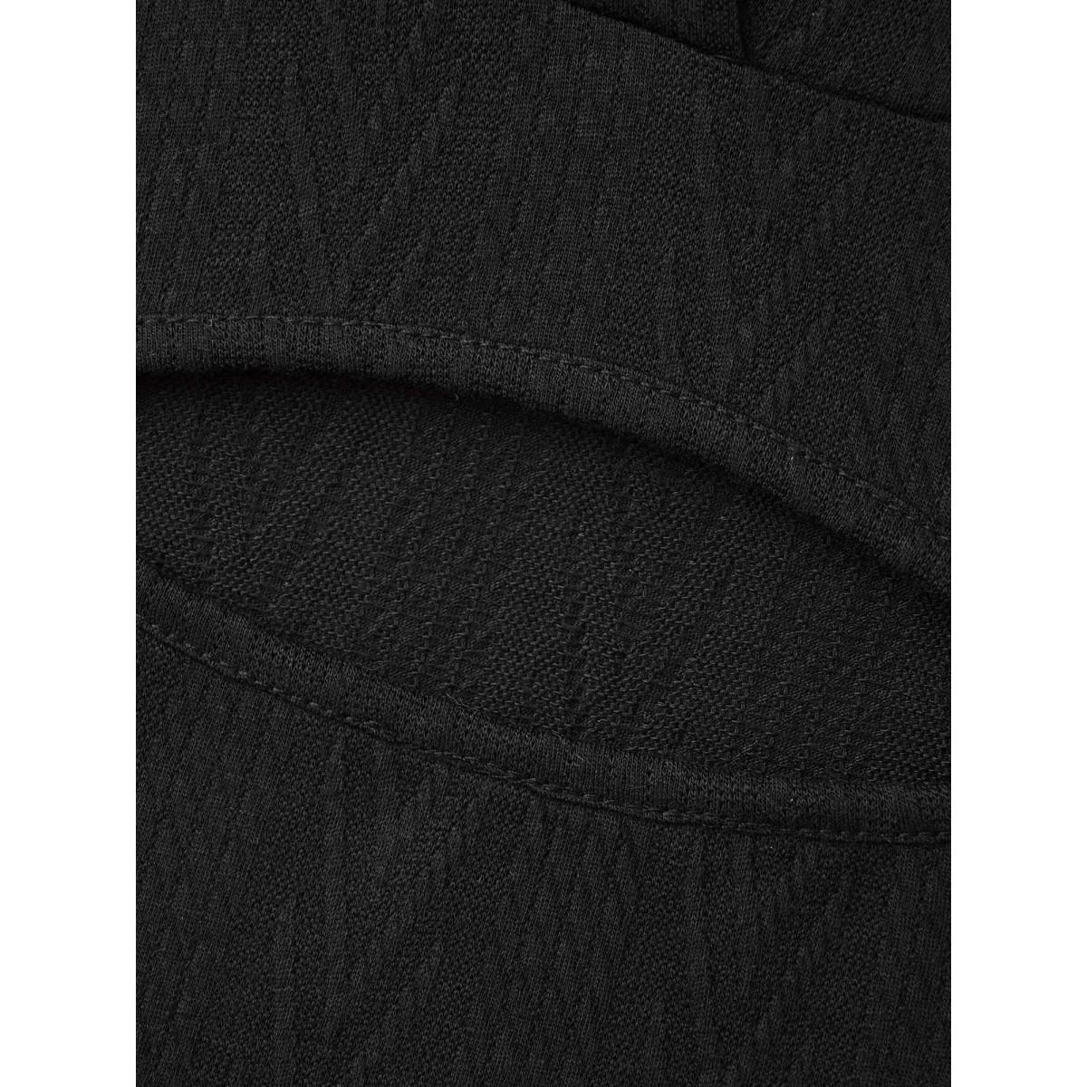 Plus Size Neck Cut-Out Elastic Textured Hoodie Women Black Elegant Texture Bodycon Hooded Everyday Sweatshirts BloomChic 26/4X Product Image