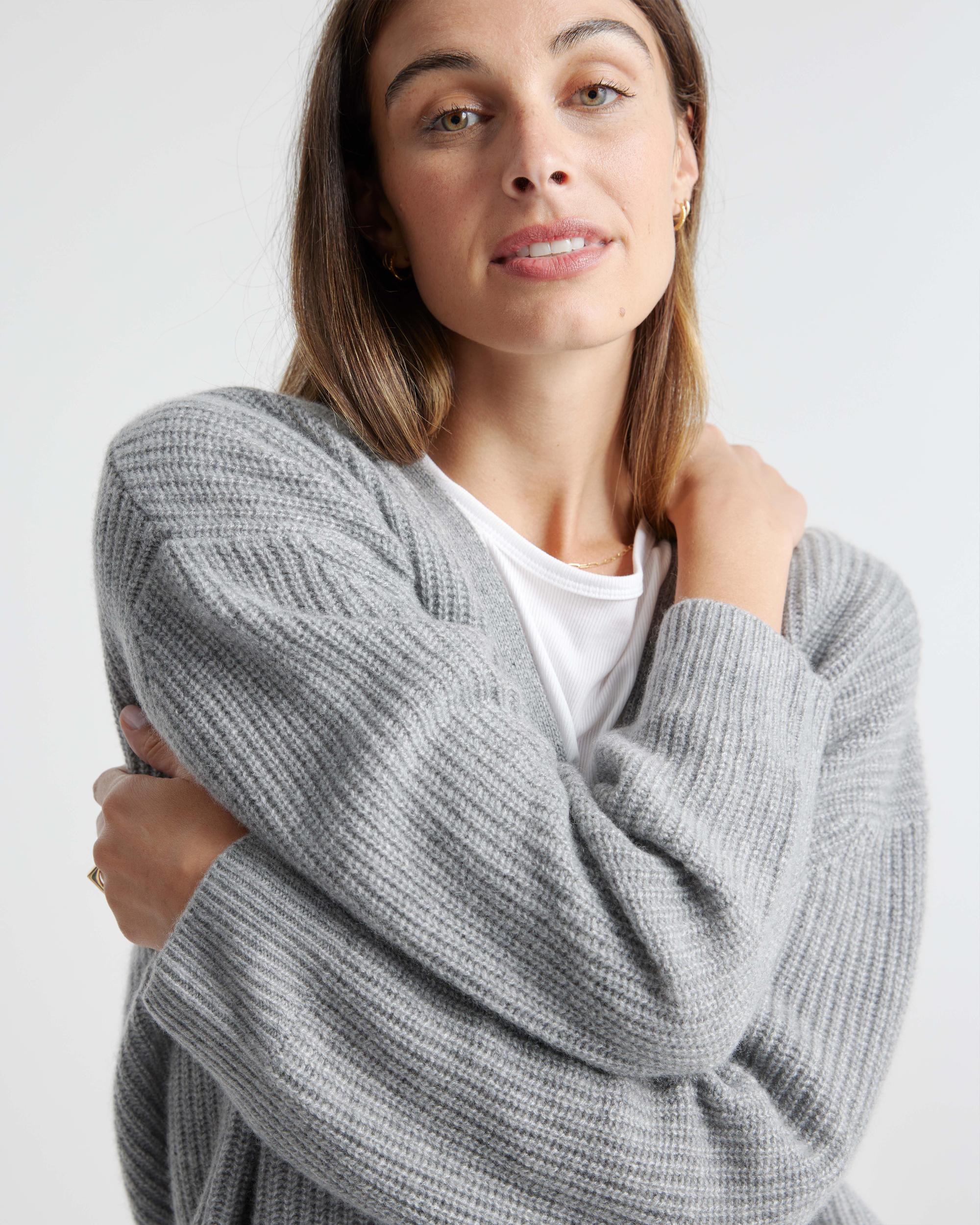 Quince | Women's Mongolian Spring Cashmere OverSized Boyfriend Cardigan Sweater Product Image