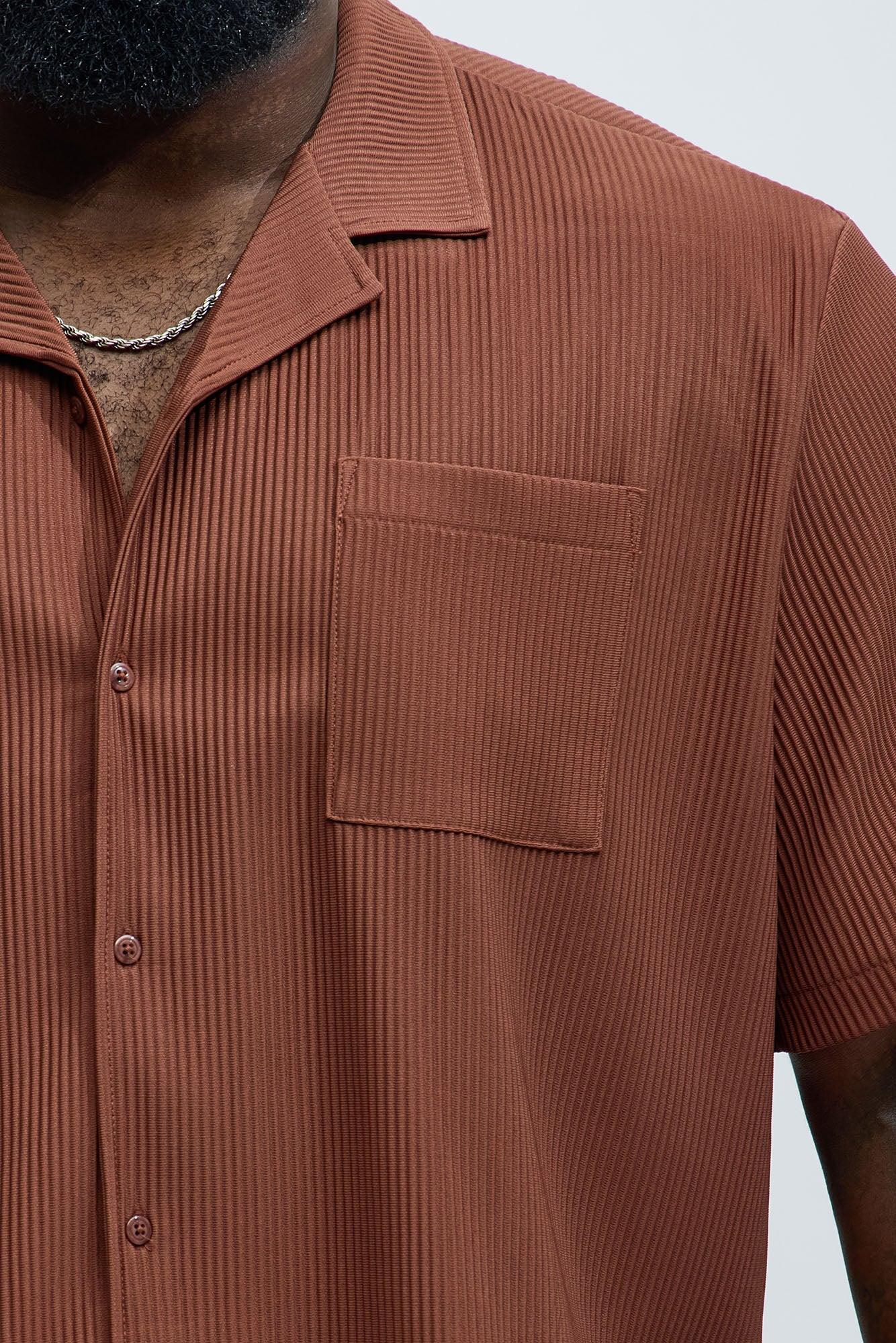 Show Up Short Sleeve Cuban Shirt - Chocolate Product Image