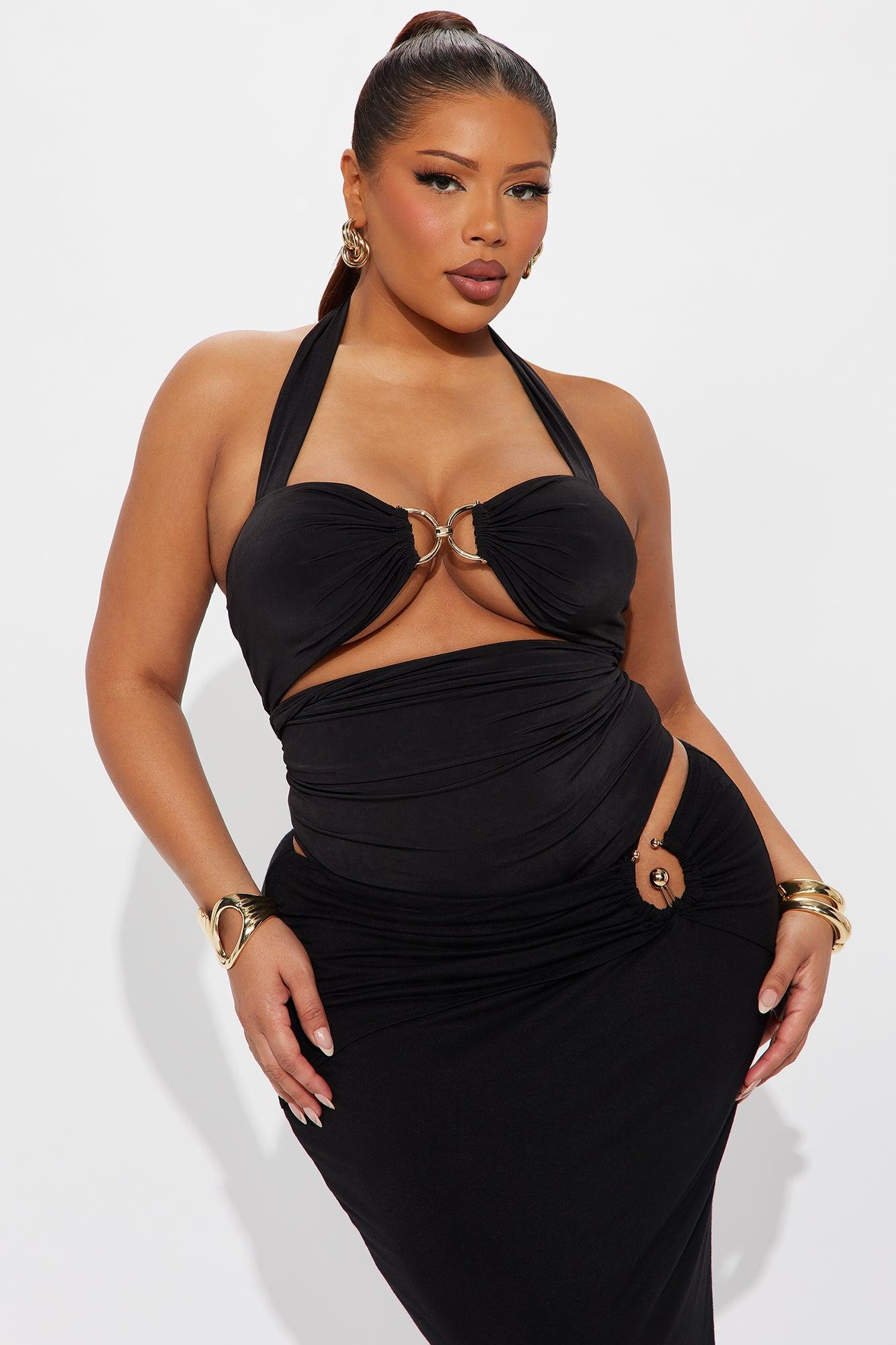 Rosé Haze Ruched Halter Bodysuit - Black Female Product Image