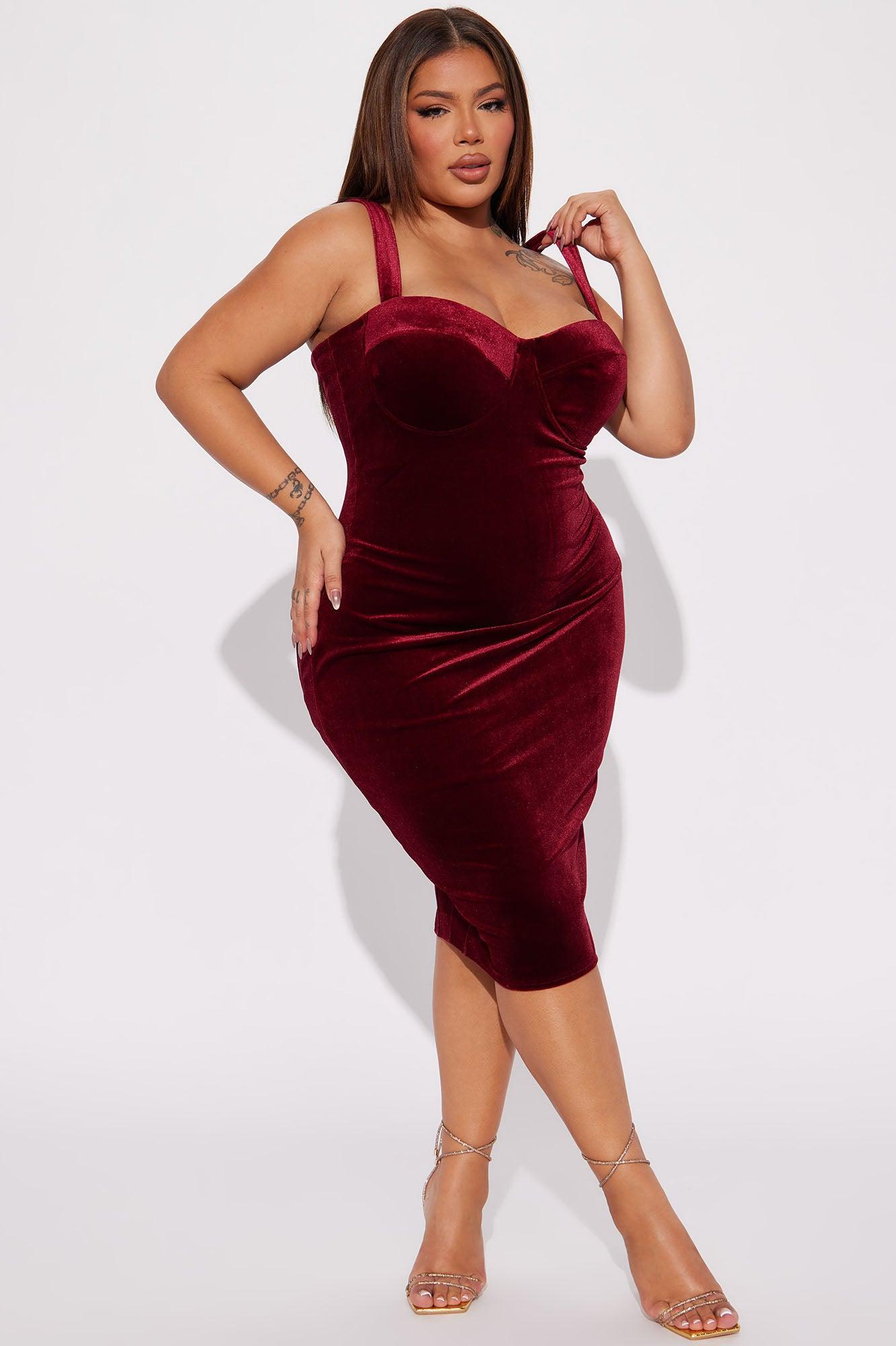 Late Night Romance Midi Dress - Burgundy Product Image