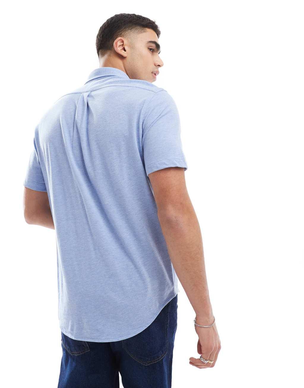 Polo Ralph Lauren icon logo short sleeve pique shirt in light blue Product Image