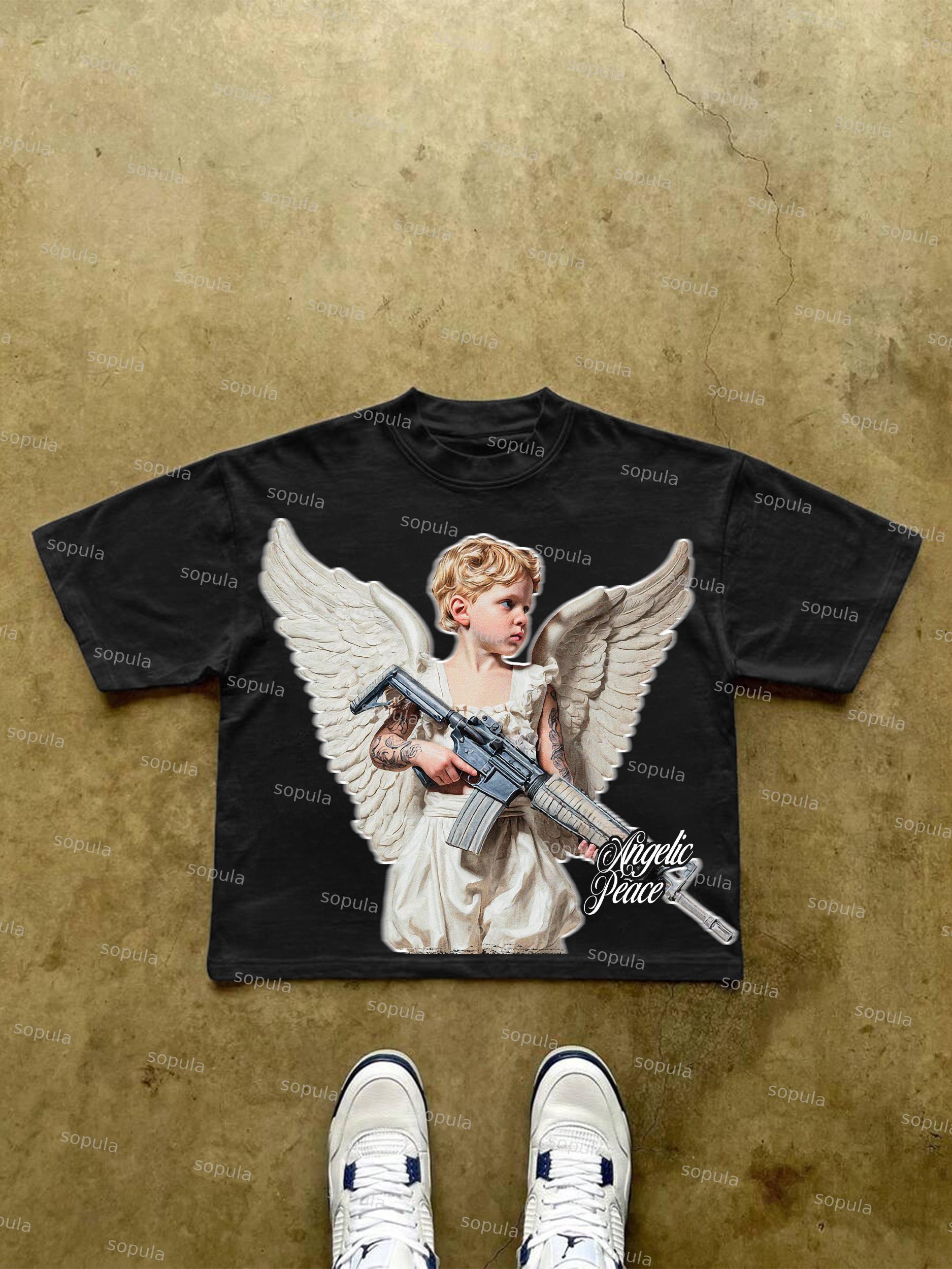 Anti-war Angel Graphic Cropped T-shirt Product Image
