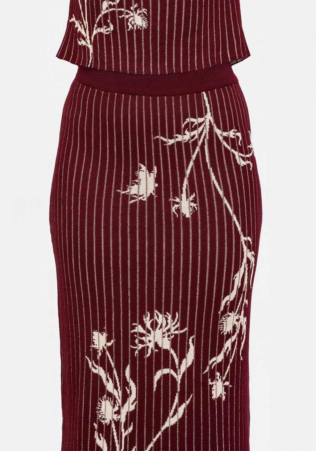 Diastella Floral Jacquard Rib Knit Maxi Skirt Product Image