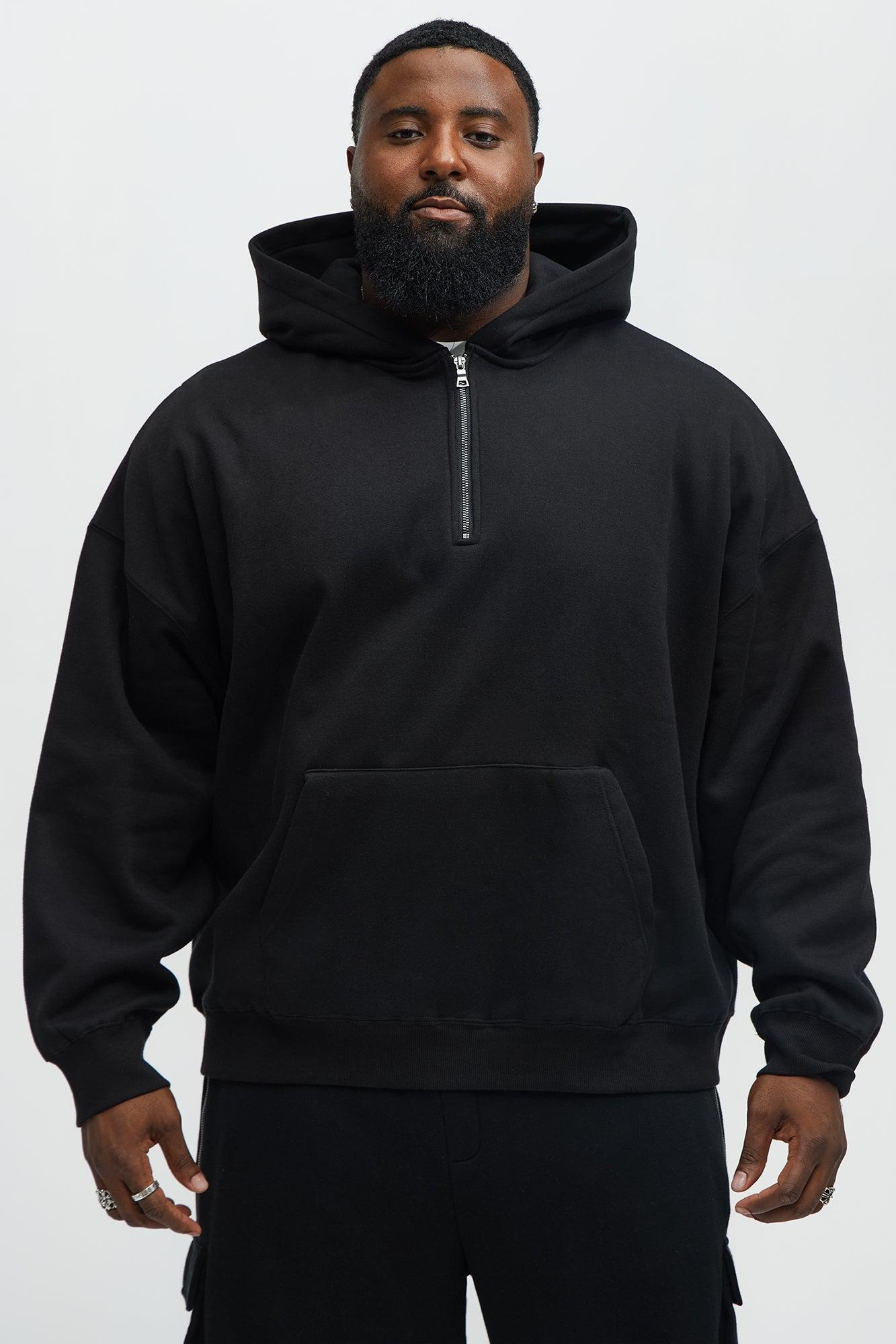 Tyson Oversized Heavyweight Quarter Zip Hoodie - Black Product Image