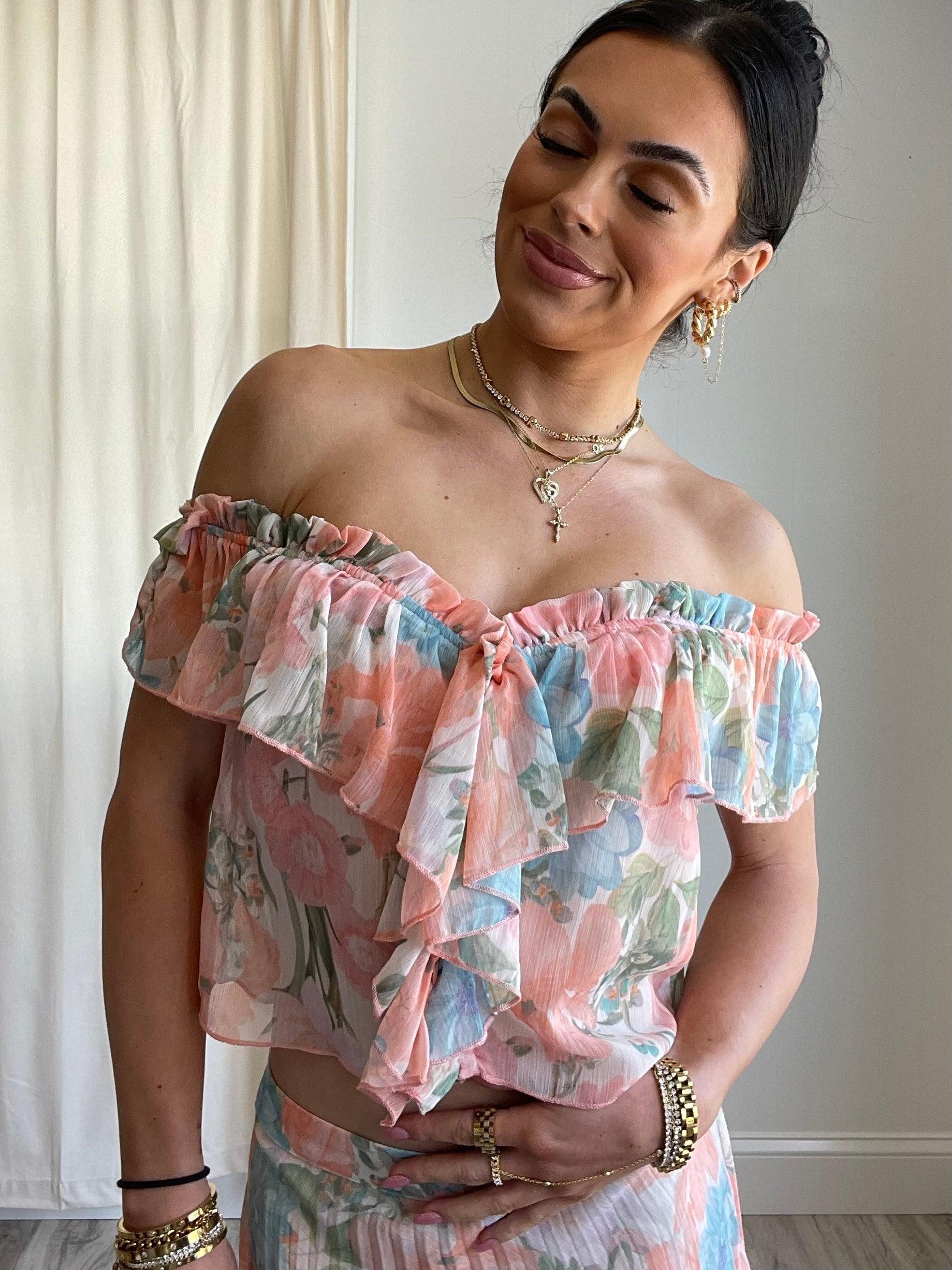 FINAL SALE Kiera Floral Off the Shoulder Top Product Image
