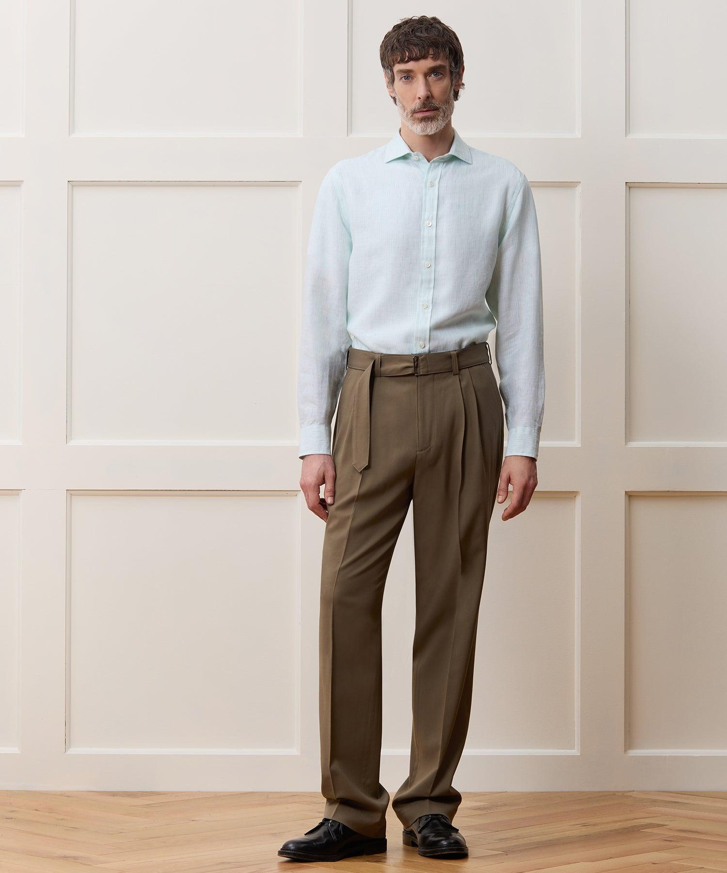 Italian Linen Spread Collar Dress Shirt Product Image