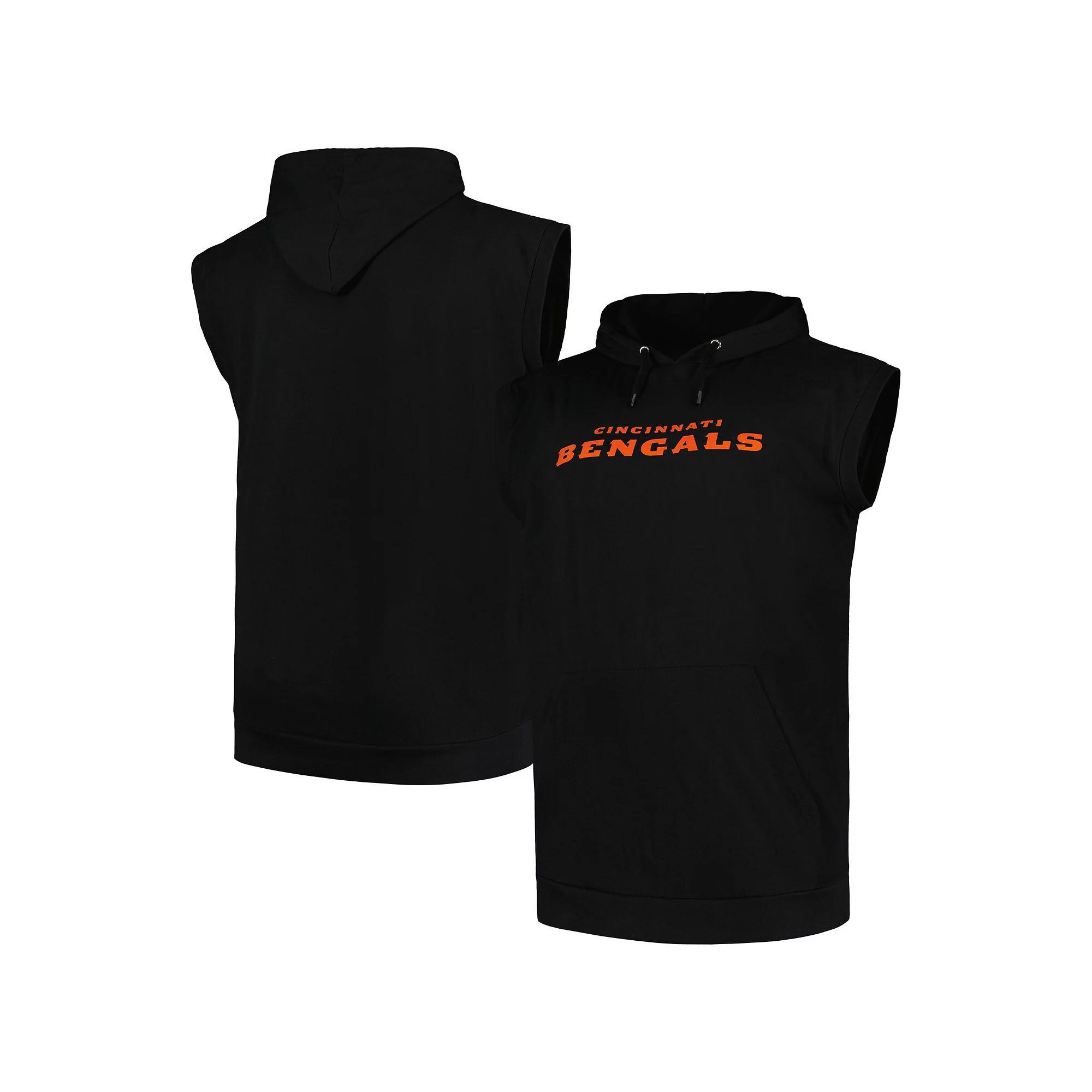 Men's Fanatics Black Cincinnati Bengals Big & Tall Muscle Hoodie Sleeveless T-Shirt, Size: 3XB Product Image