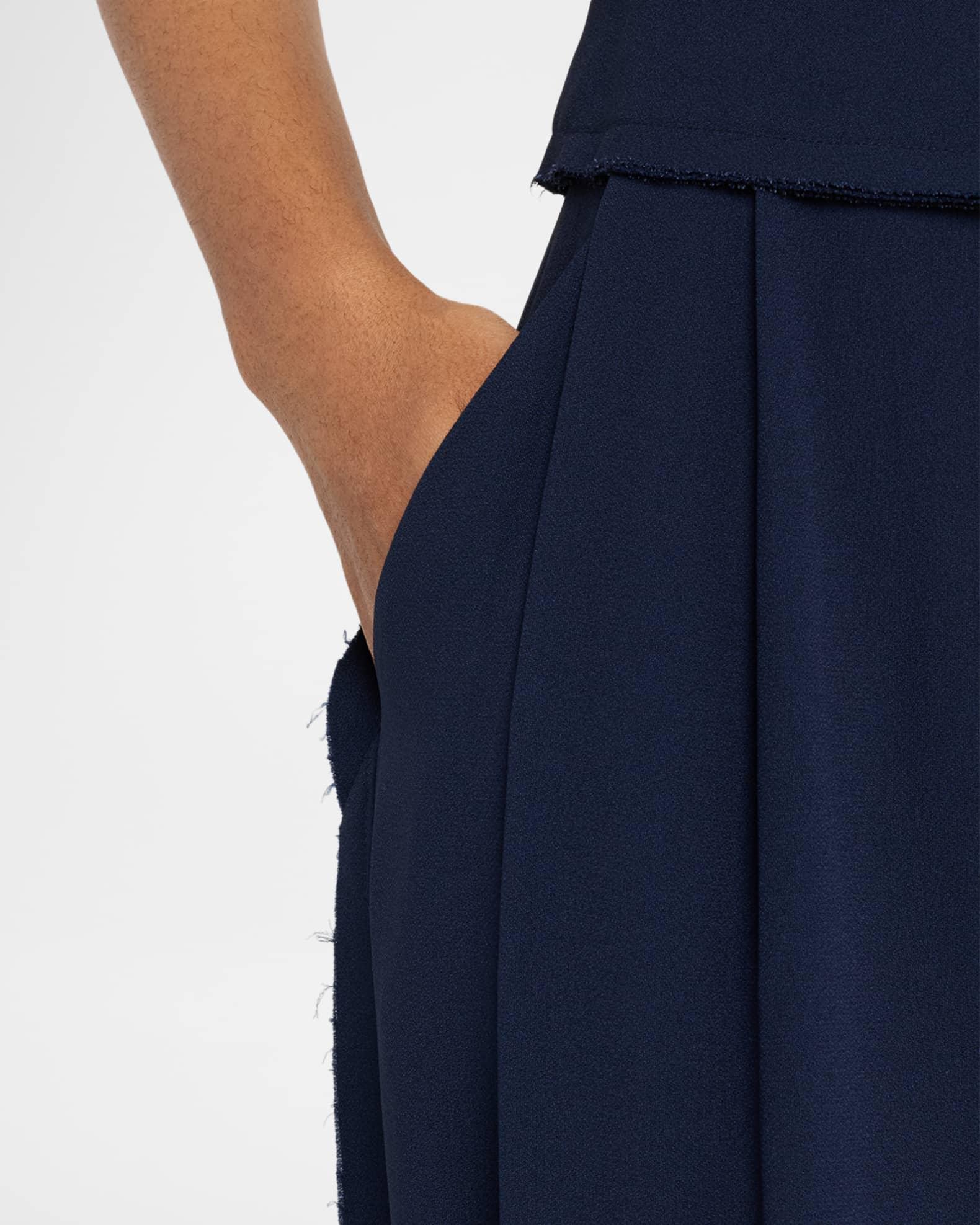 Foldover-Waist Pleated Wide-Leg Pants Product Image