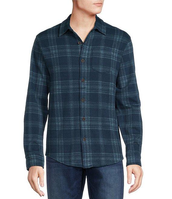 Cremieux Herbisse Jaquard Plaid Coatfront Knit Long Sleeve Woven Shirt Product Image