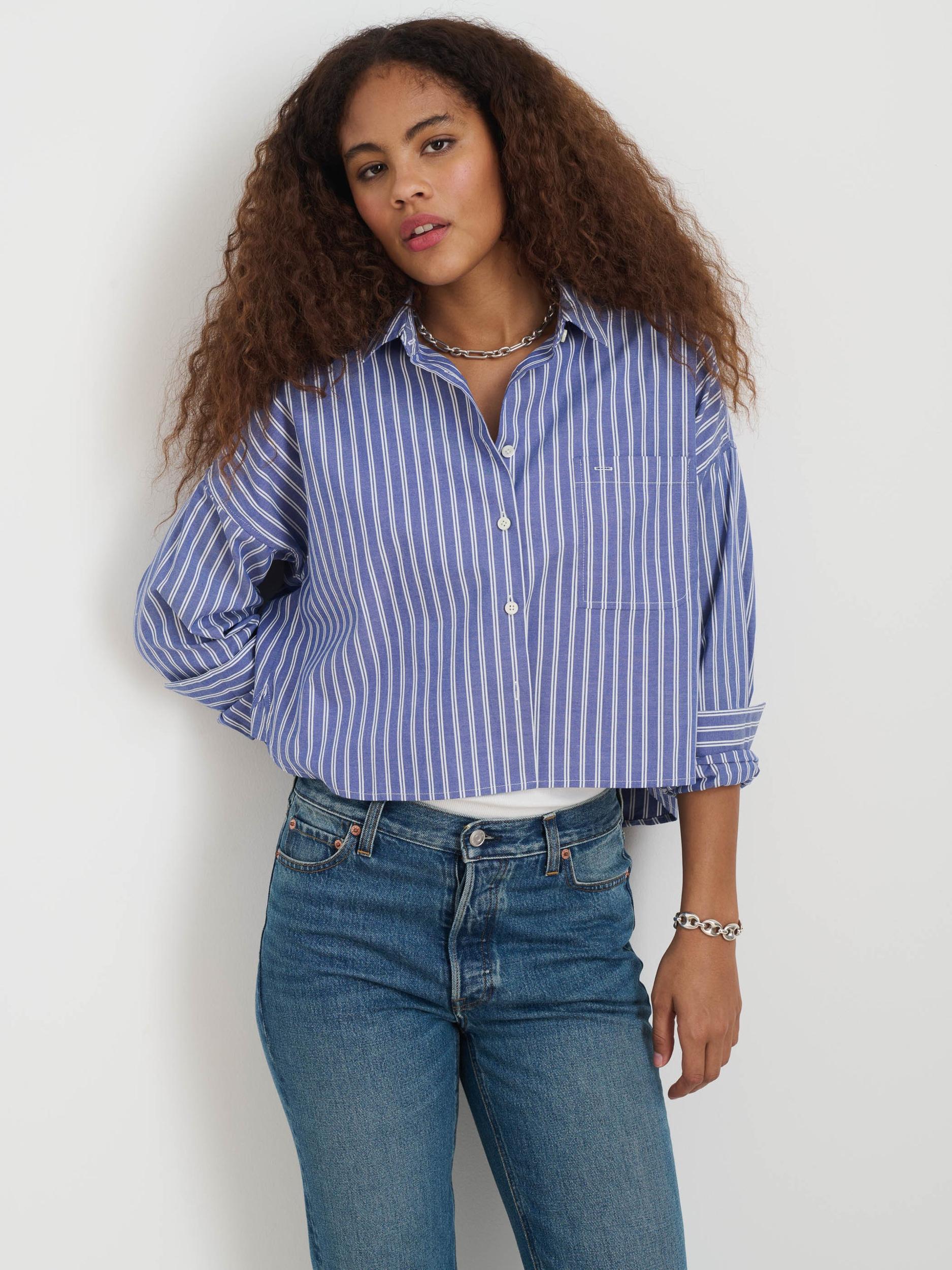 Cropped Jo Striped Shirt In Oxford Product Image