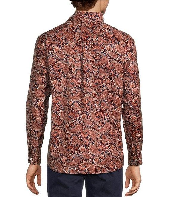 Roundtree & Yorke Big & Tall Long Sleeve Paisley Print Oxford Sport Shirt Product Image