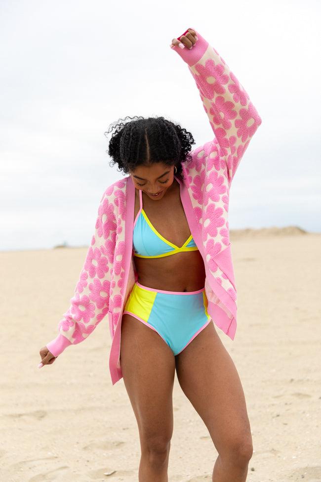 Better Believe It Pink Floral Print Terry Cloth Cardigan FINAL SALE Product Image