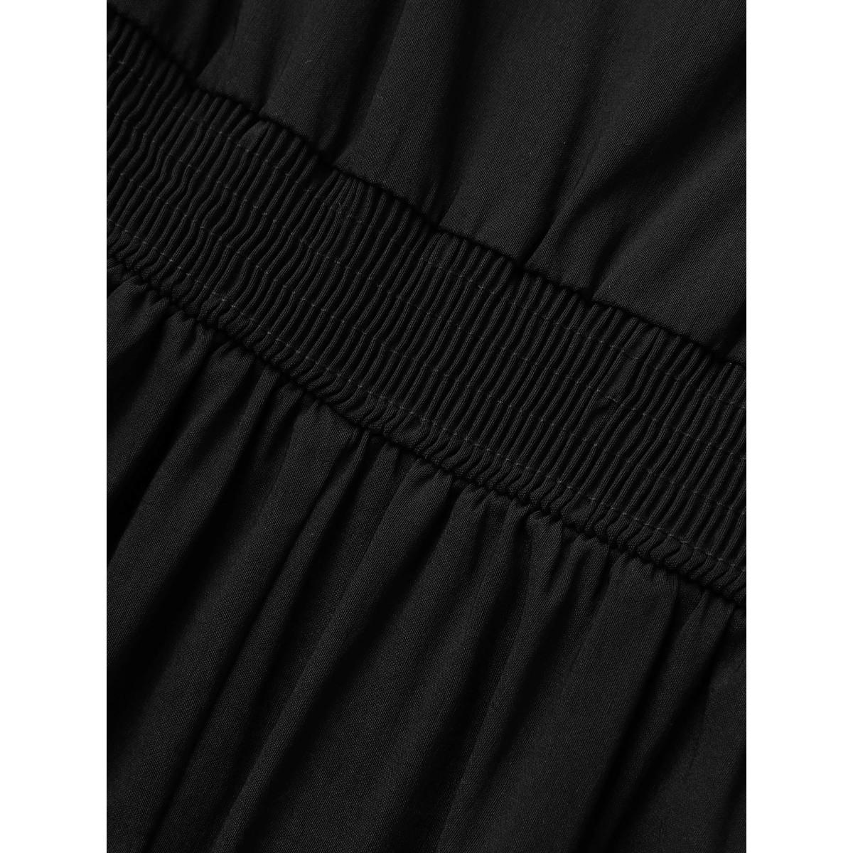 Plus Size Stretch Woven Vest Flare Midi Dress Black Women At the Office Button Suit Collar Sleeveless Curvy BloomChic 10/M Product Image