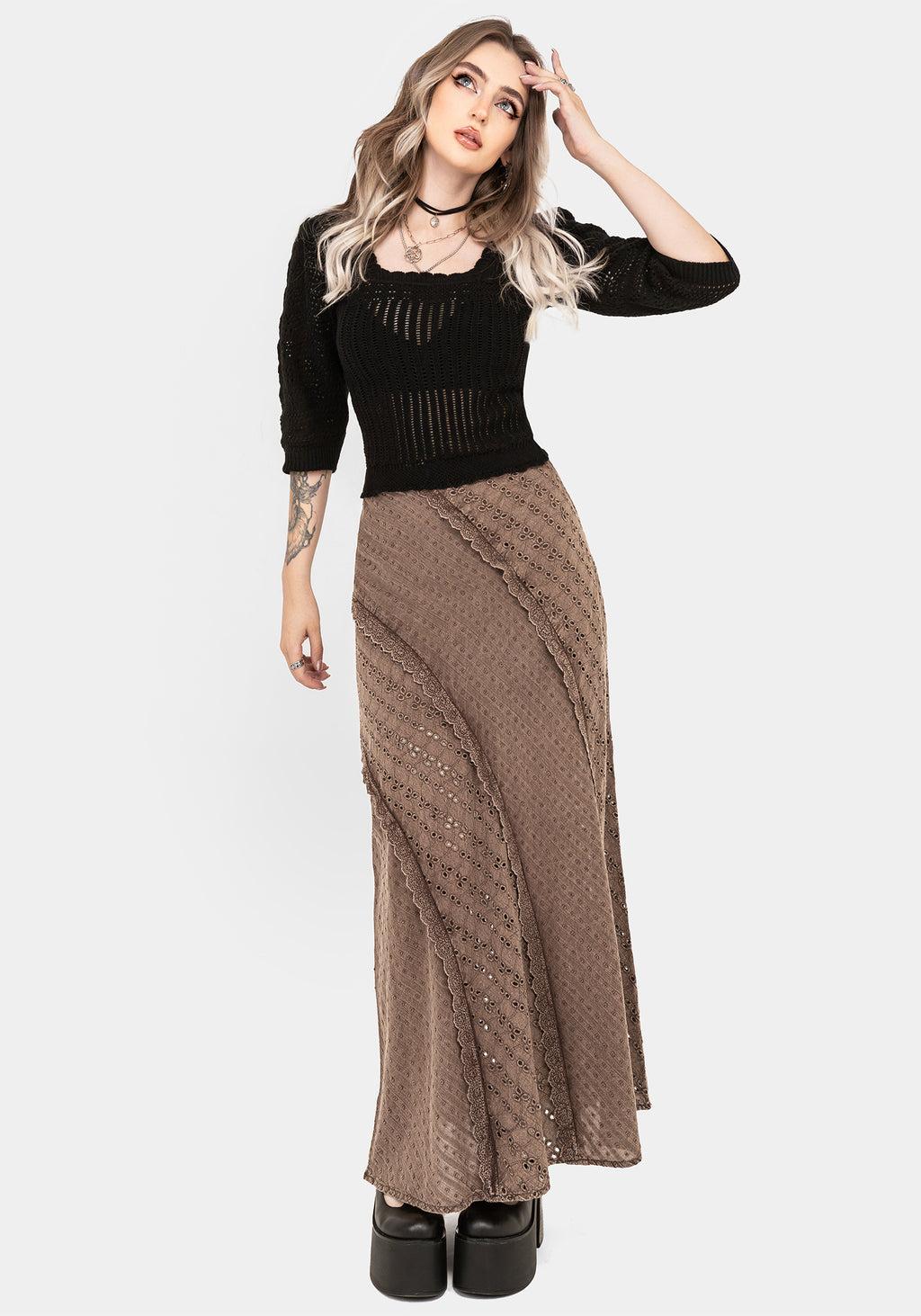 Summerisle Cotton Broderie Detail Midaxi Skirt Product Image