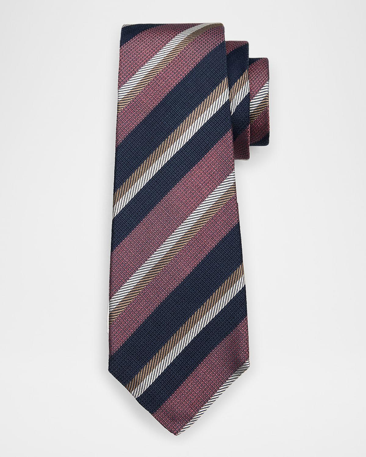 Mens Stripe Seven-Fold Silk Tie Product Image