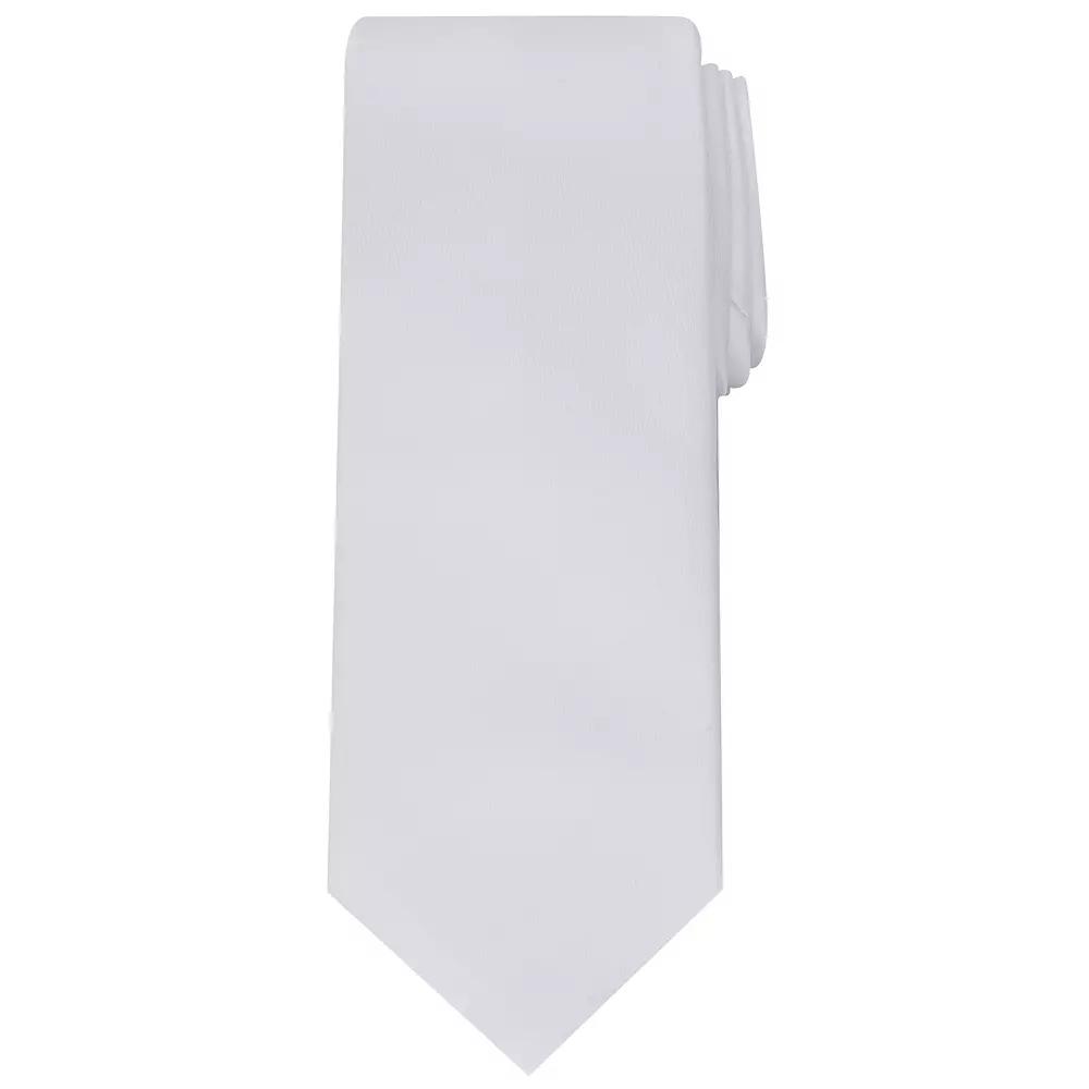 Men's Bespoke Solid Sateen Slim Tie, White Sateen Product Image