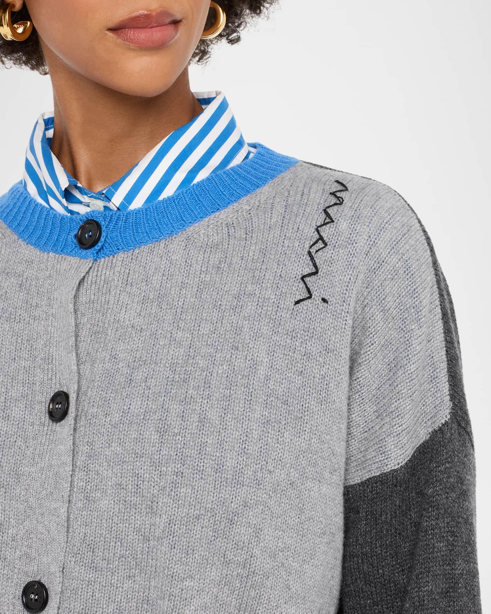 Colorblock Cashmere Crewneck Cardigan Product Image