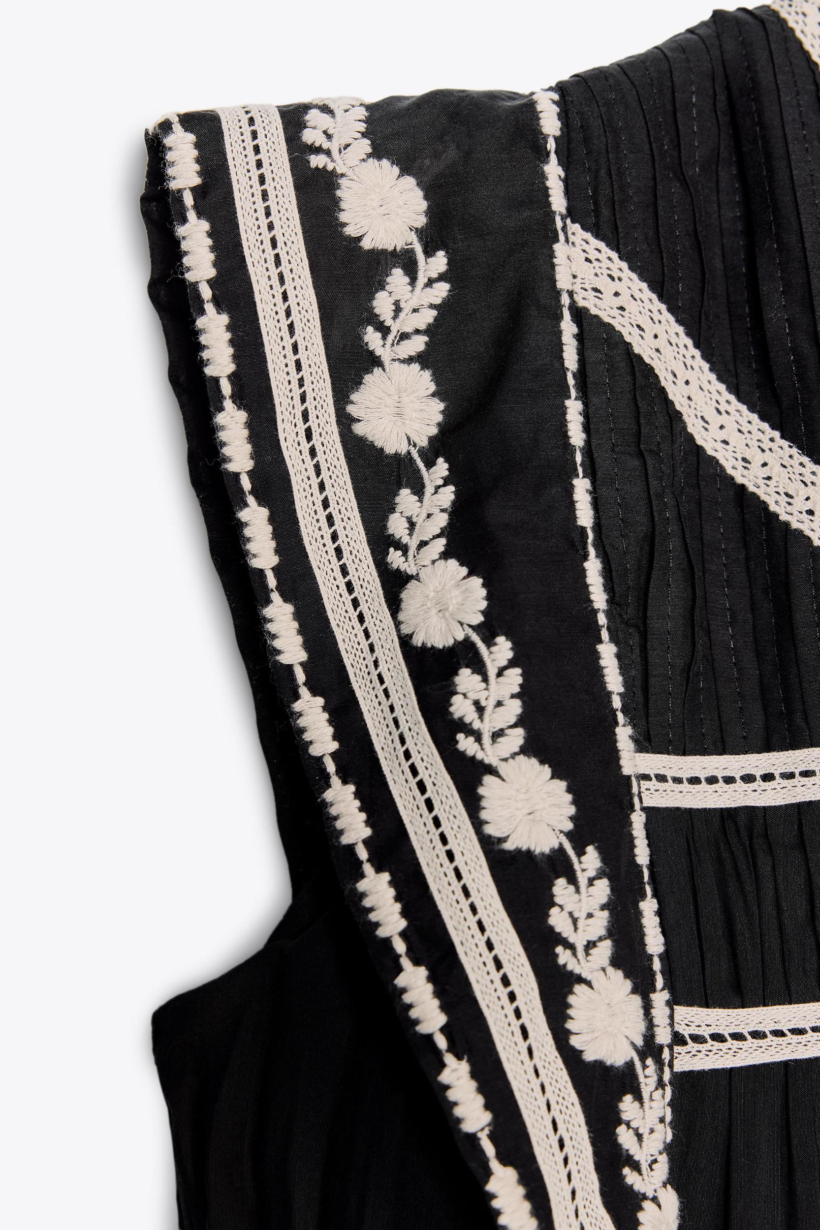 CONTRAST EMBROIDERED DRESS ZW COLLECTION Product Image