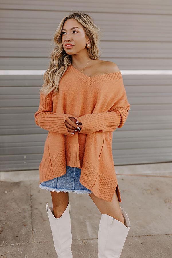 Falling Leaves Knit Sweater in Light Rust Product Image