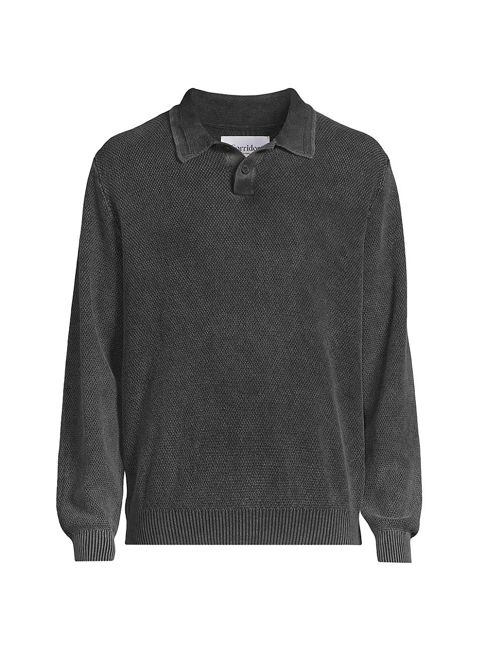 Mens Dreamweaver Textured Knit Long-Sleeve Polo Sweater Product Image