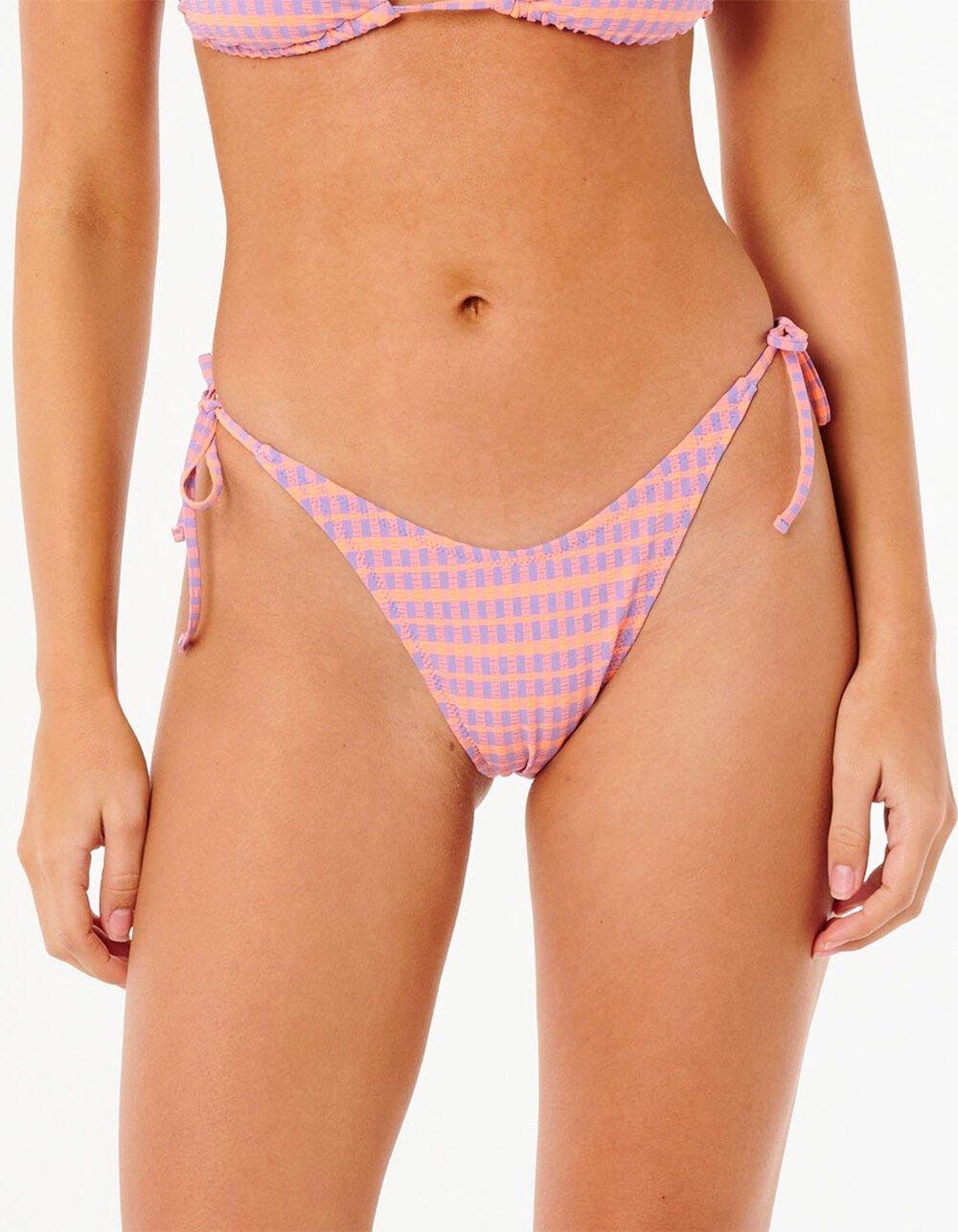 RIP CURL Isles Plaid Tie Side Skimpy Bikini Bottoms - PURPLE COMBO Product Image