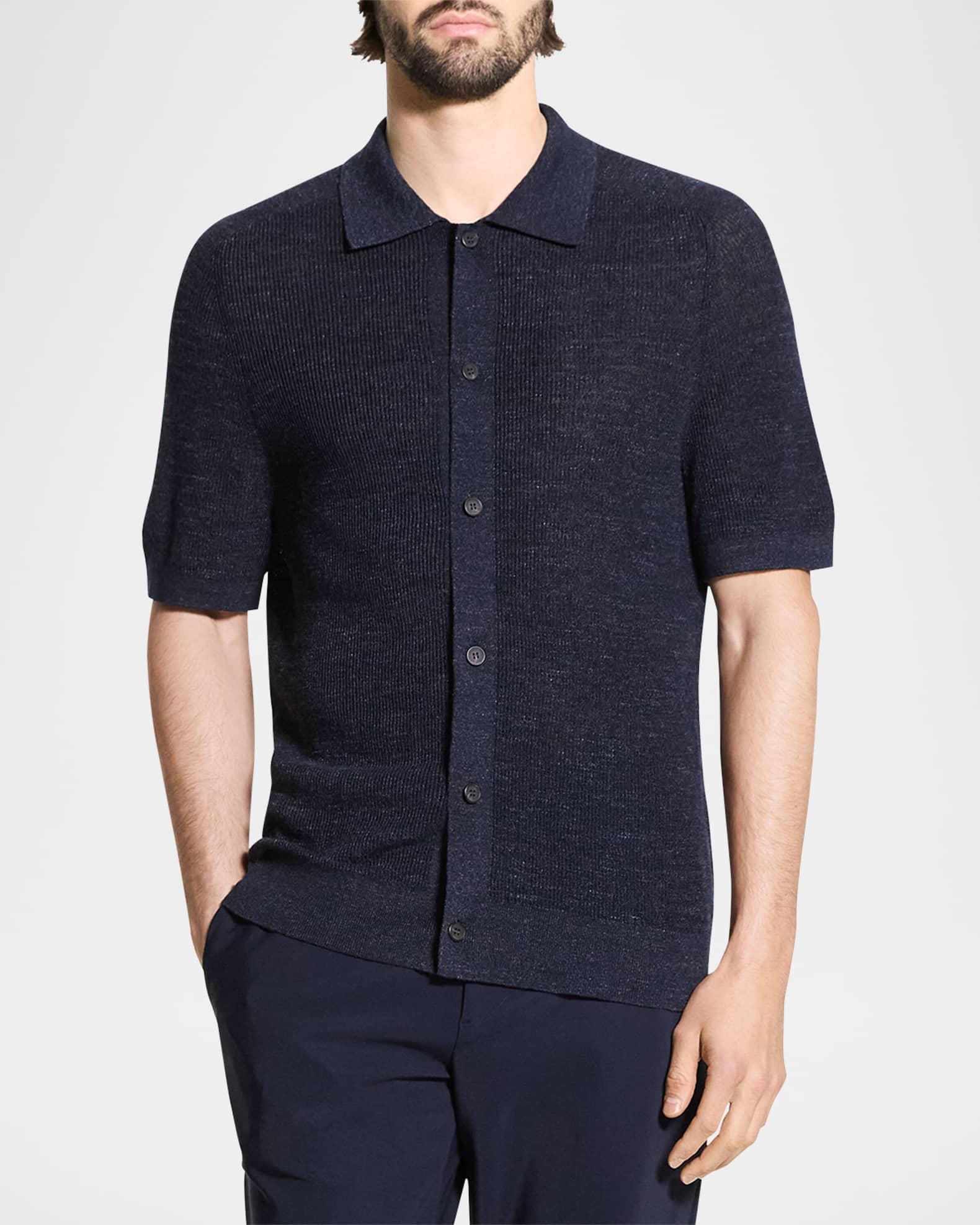 Men's Ribbed Linen-Blend Short-Sleeve Sweater Product Image