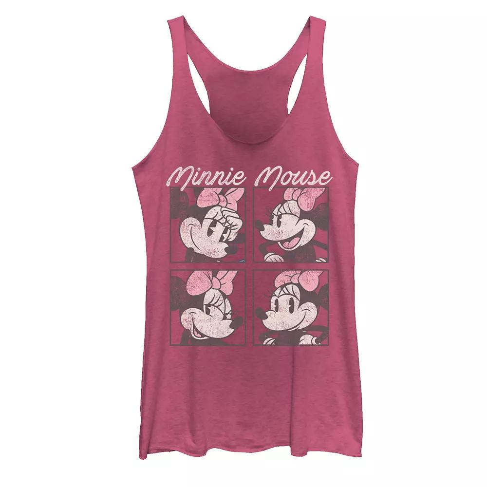 Disney's Mickey And Friends Minnie Mouse Vintage Box Up Juniors' Racerback Graphic Tank Top, Girl's, Size: XL, Pink Grey Product Image