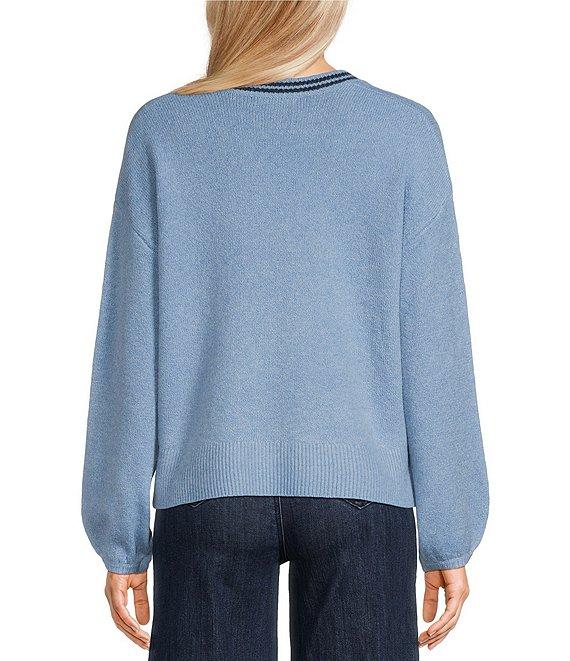 Copper Key Split V-Neck Retro Sweater Product Image