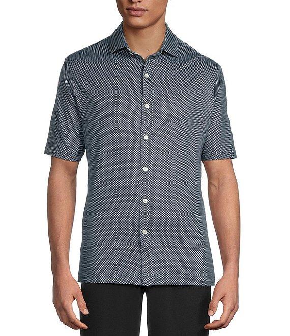 Hart Schaffner Marx Luxury Performance Short Sleeve Dash Geo Coat Front Shirt Product Image