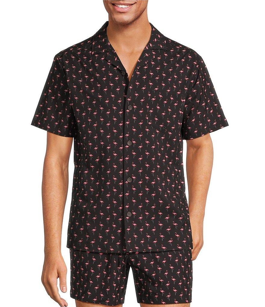 Caribbean Big & Tall Mini Flamingo Cabana Woven Top Product Image