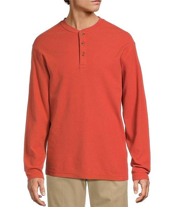 Roundtree & Yorke Long Sleeve Solid Waffle Henley Shirt Product Image