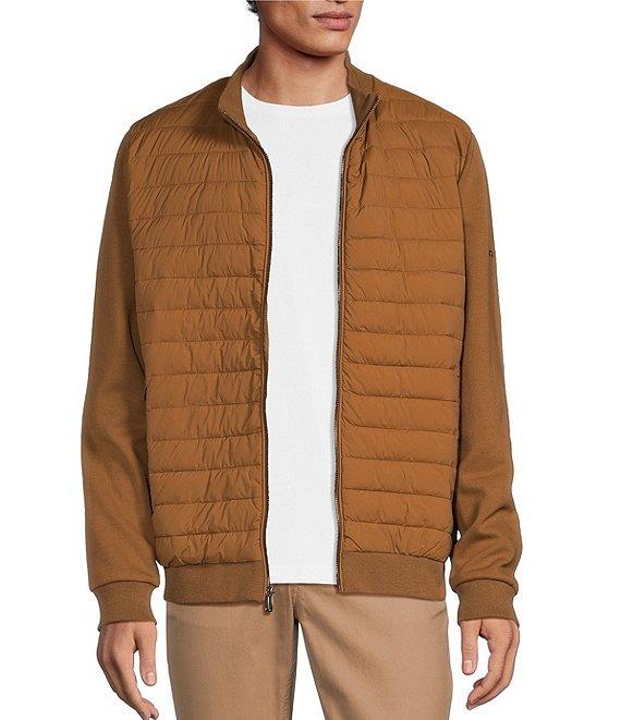 Michael Kors Long Sleeve Mixed-Media Coat Product Image