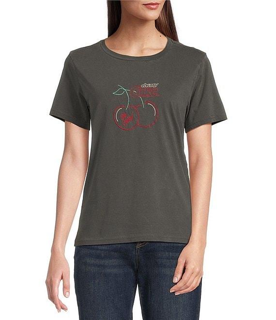 Lucky Brand Knit Cherry Coke Graphic Crew Neck Short Sleeve Tee Product Image