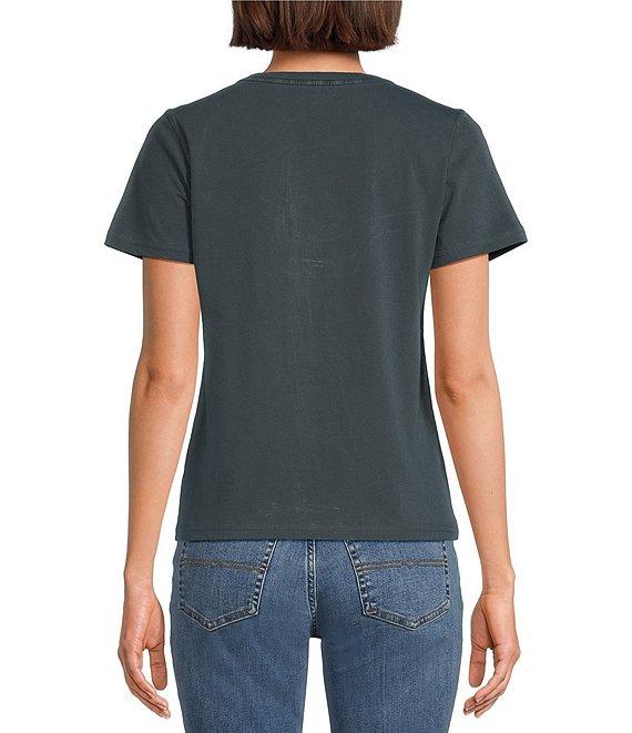 Lucky Brand Knit Graphic Print Crew Neck Short Sleeve Tee Shirt Product Image