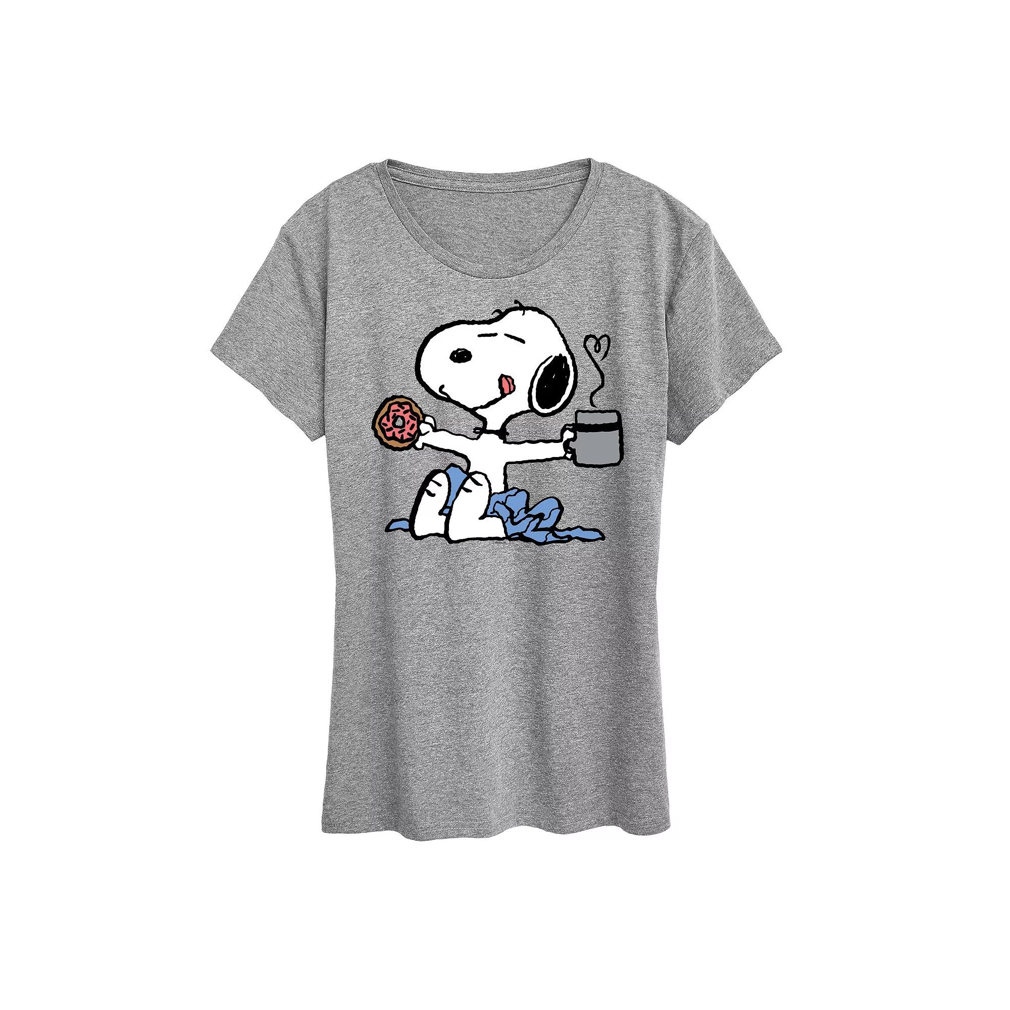 Women's Peanuts Donut Coffee Snoopy Graphic Tee,  Product Image