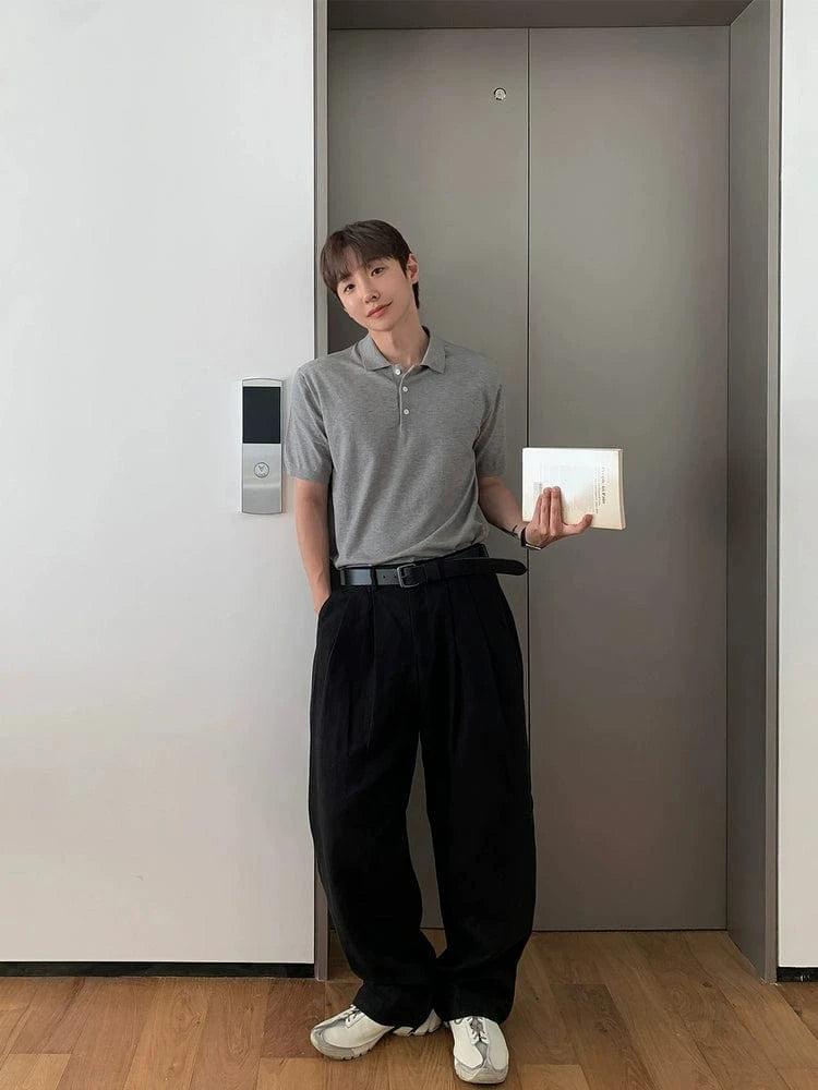 RT No. 19023 FOLDED PLEATED STRAIGHT PANTS Product Image