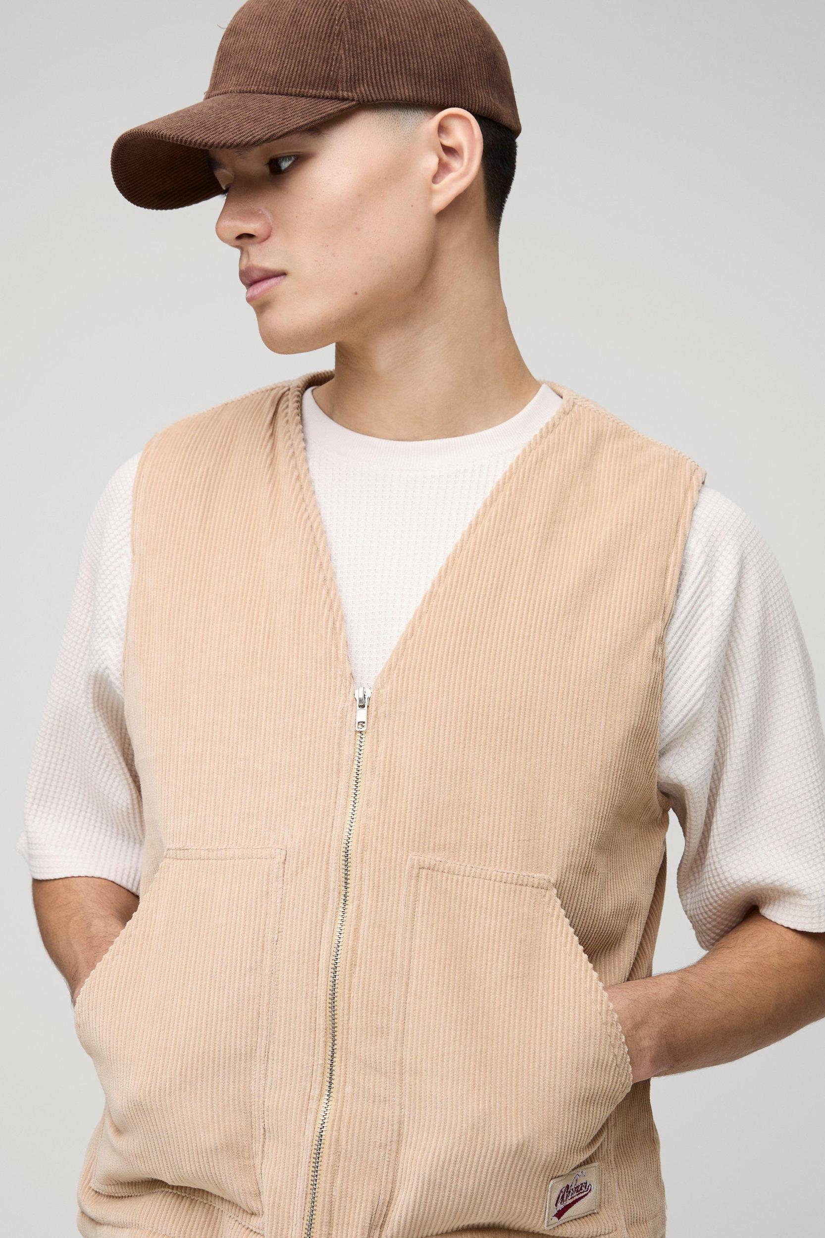 Oversized Boxy Corduroy Undershirt | boohooMAN USA Product Image