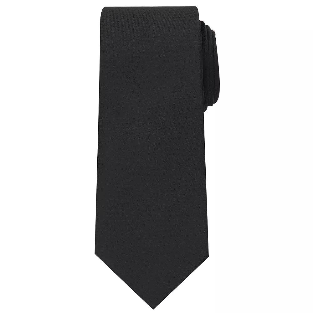 Men's Bespoke Solid Sateen Slim Tie, Black Sateen Product Image