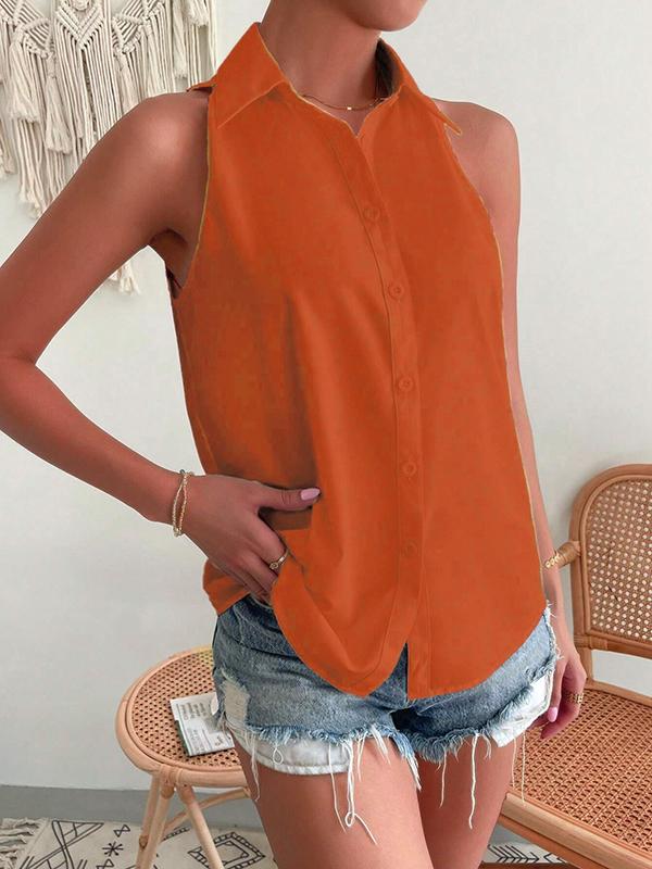 Loose Plus Size Solid Color Split-Joint Lapel Blouses Product Image
