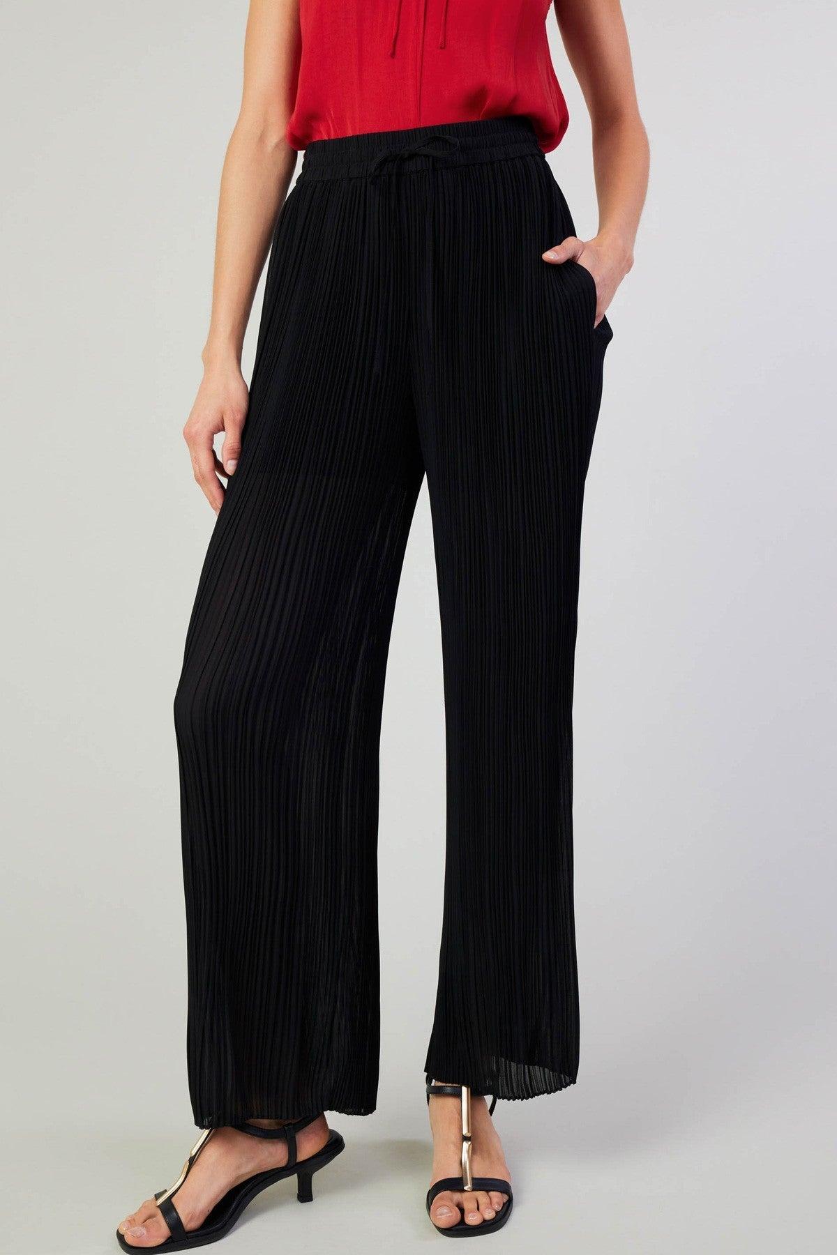FINAL SALE Current Air| Plisse Wide Leg Pant | Black Product Image
