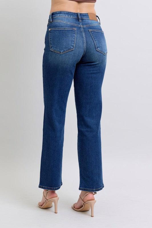 Elizabeth Hi-Rise Side Seam Detail Straight Judy Blue Jeans - ONLINE EXCLUSIVE! Product Image
