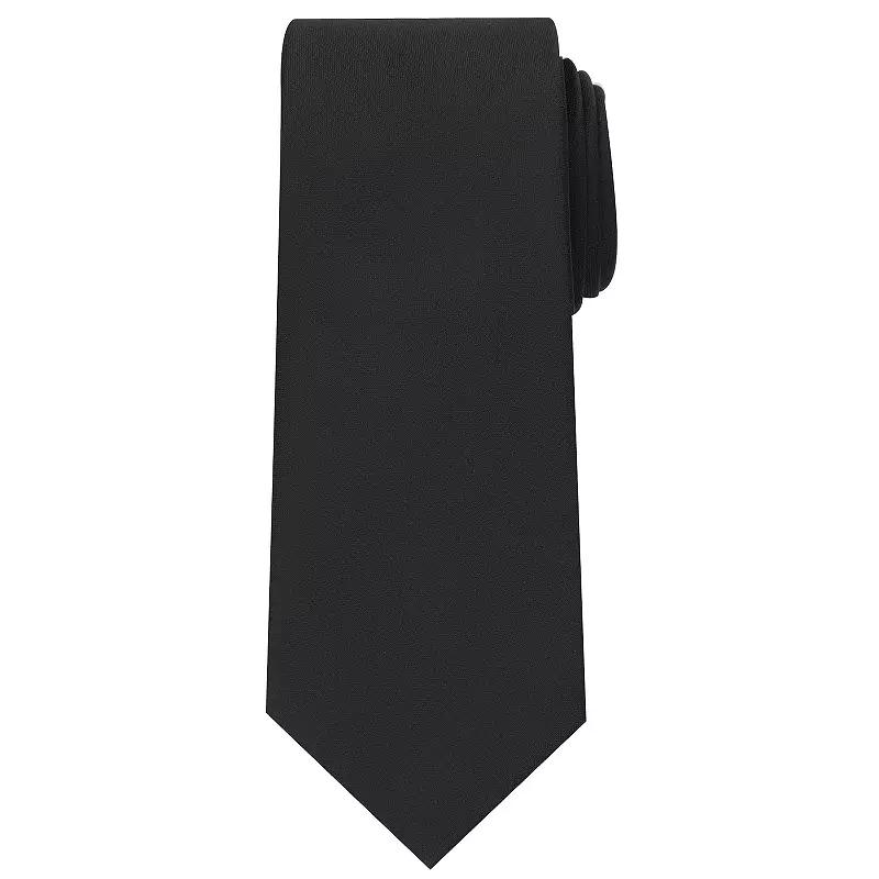 Men's Bespoke Solid Sateen Slim Tie, Black Sateen Product Image