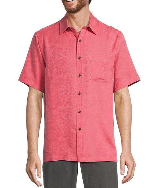 Roundtree & Yorke Short Sleeve Solid Polynosic Jacquard Sport Shirt Product Image